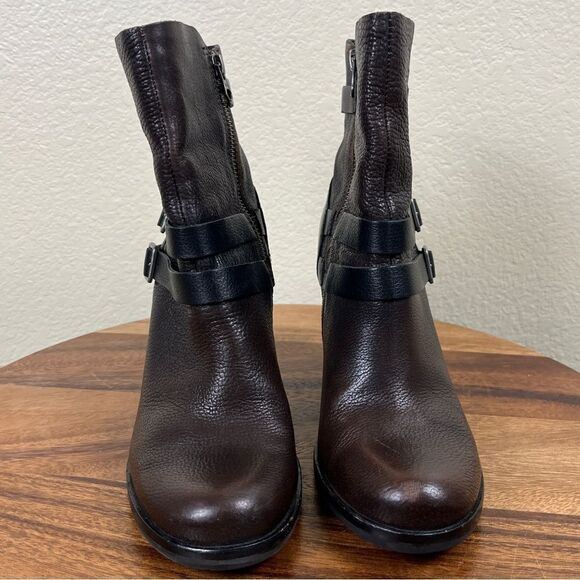 Kork-Ease Women’s Size 7 Brown Leather Anki Triple Belt Mid Moto Ankle Boots - Picture 3 of 14